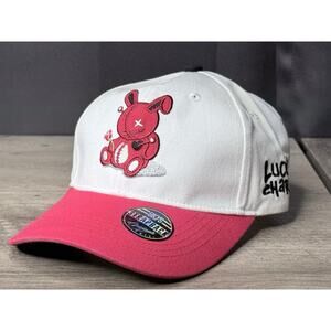 BKYS LUCKY CHARM ADJUSTABLE STRAPBACK HAT/CAP, RED/WHITE, BUNNY/ROSE